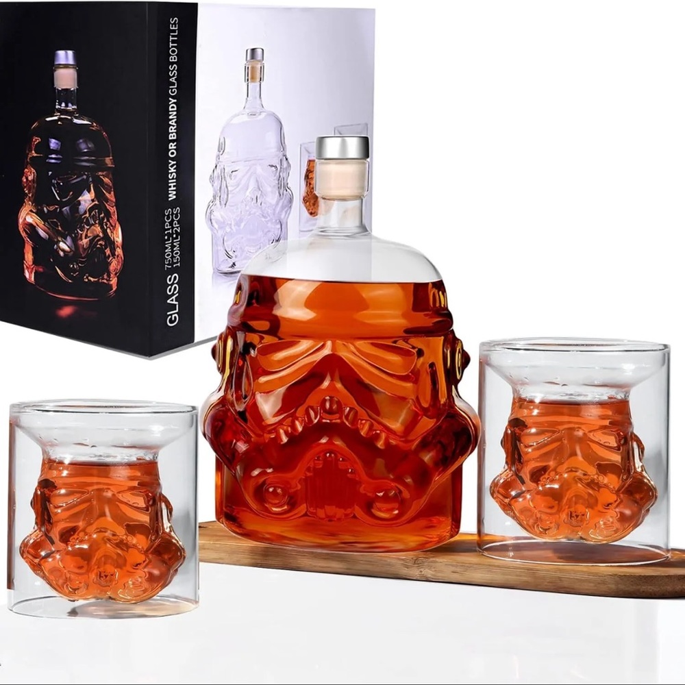 Yingluo Transparent Creative Whiskey Decanter Set With 1 DECANTER + 2 GLASSES